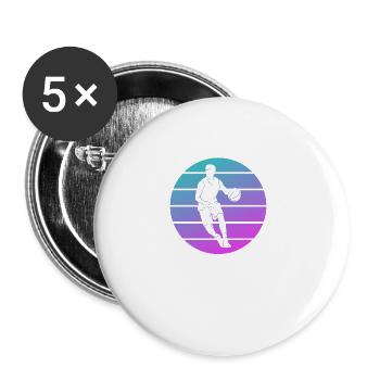 Retro Vintage Classic Basketball Player - Buttons groß 56 mm (5er Pack) - Weiß - Vorne
