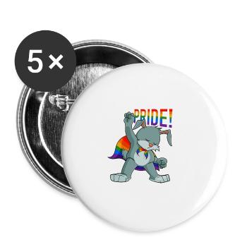 Rabbit I LGBTQ Flag I Rainbow Flag I Gay Pride - Buttons groß 56 mm (5er Pack) - Weiß - Vorne