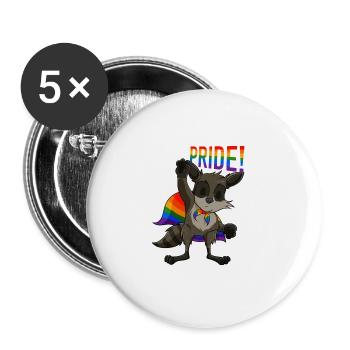 Racoon I LGBTQ Flag I Rainbow Flag I Gay Pride - Buttons groß 56 mm (5er Pack) - Weiß - Vorne