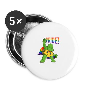 Turtle I LGBTQ Flag I Rainbow Flag I Gay Pride - Buttons groß 56 mm (5er Pack) - Weiß - Vorne