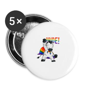 Zebra I LGBTQ Flag I Rainbow Flag I Gay Pride - Buttons groß 56 mm (5er Pack) - Weiß - Vorne
