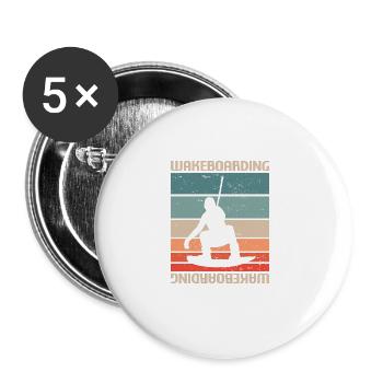 Rétro Vintage Classic Longborading Wakeboard - Lot de 5 grands badges (56 mm) - blanc - Devant