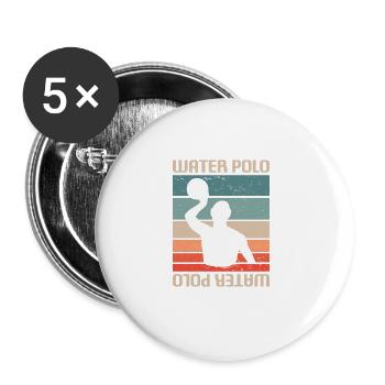 Retro Vintage Classic Water Polo Player - Buttons groß 56 mm (5er Pack) - Weiß - Vorne