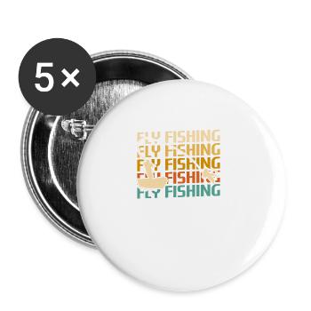 Retro Vintage Classic Fly Fishing Fisherman - Buttons large 2.2''/56 mm (5-pack) - white - Front