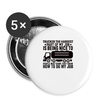 Truck Driver Truck Driver Diesel - Buttons large 2.2''/56 mm (5-pack) - white - Front
