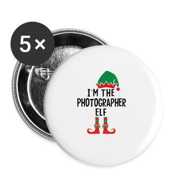 Photographie Caméra Photographe Noël - Lot de 5 grands badges (56 mm) - blanc - Devant
