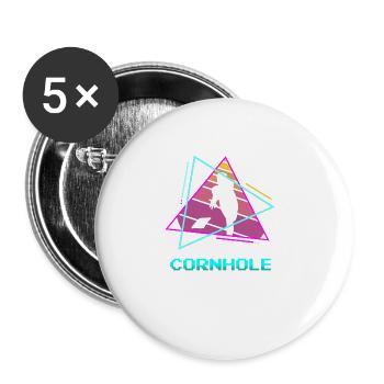 Retro Vintage Classic Cornhole Player - Lot de 5 grands badges (56 mm) - blanc - Devant