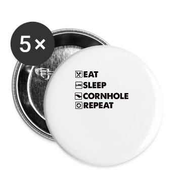 Famille de joueurs Cornhole Sackloch Bean Bag - Lot de 5 grands badges (56 mm) - blanc - Devant