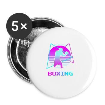Retro Vintage Classic Boxing Boxer - Buttons groß 56 mm (5er Pack) - Weiß - Vorne