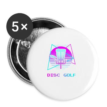 Retro Vintage Classic Disc Golf Player - Buttons large 2.2''/56 mm (5-pack) - white - Front