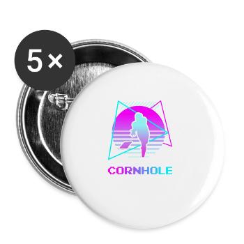 Retro Vintage Classic Cornhole Player - Lot de 5 grands badges (56 mm) - blanc - Devant