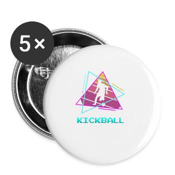 Joueur de Kickball Classique Rétro Vintage - Lot de 5 grands badges (56 mm) - blanc - Devant