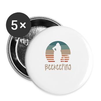 Retro Vintage Classic Beekeeping Beekeeper - Buttons groß 56 mm (5er Pack) - Weiß - Vorne