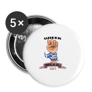 Fille grecque incassable I Héritage grec I Grèce - Lot de 5 grands badges (56 mm) - blanc - Devant