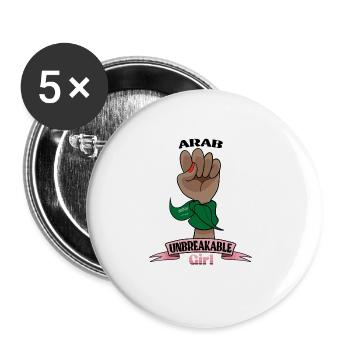 Fille arabe incassable I Héritage arabe I Saoudien - Lot de 5 grands badges (56 mm) - blanc - Devant