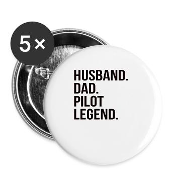 Pilote Avion Planeur Voler Papa Papa - Lot de 5 grands badges (56 mm) - blanc - Devant