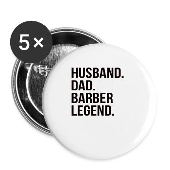 Husband Dad Hairdresser Legend Men Gift - Buttons large 2.2''/56 mm (5-pack) - white - Front
