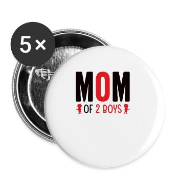 Mom of Two Boys Mother Mother's Day - Buttons large 2.2''/56 mm (5-pack) - white - Front