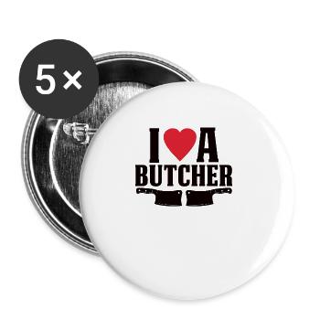 Fleischer Metzger Beruf Lustiger Spruch Geschenk - Buttons groß 56 mm (5er Pack) - Weiß - Vorne