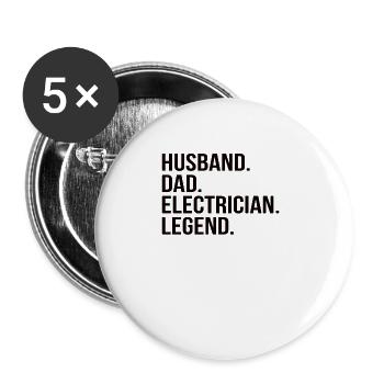 Ehemann Papa Elektriker Held - Buttons groß 56 mm (5er Pack) - Weiß - Vorne