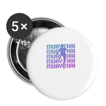 Retro Vintage Classic Muay Thai Boxing Martial - Buttons large 2.2''/56 mm (5-pack) - white - Front