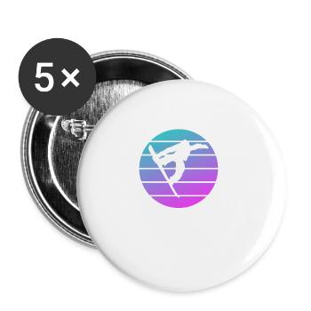 Retro Vintage Classic Snowboarding Snowboard - Buttons groß 56 mm (5er Pack) - Weiß - Vorne