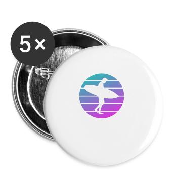 Rétro Vintage Classic Surf Surf Surfer - Lot de 5 grands badges (56 mm) - blanc - Devant