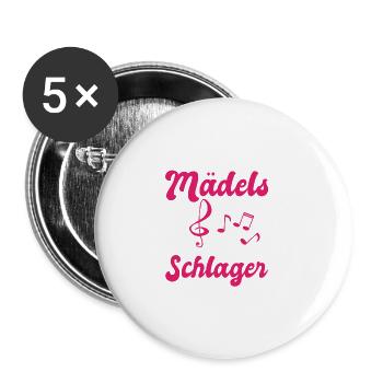 Schlager Girl Volksmusik Party, Dorffest Ouftit - Buttons groß 56 mm (5er Pack) - Weiß - Vorne