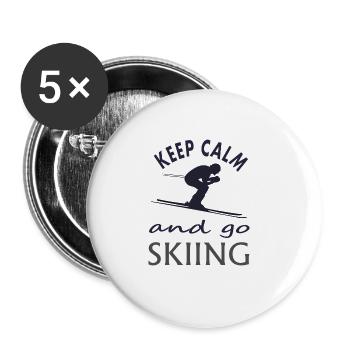 Ski fahren Skigebiet Skiurlaub Skibrille Geschenk - Buttons groß 56 mm (5er Pack) - Weiß - Vorne