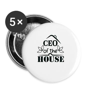Familienoberhaupt Papa Opa Mama Oma - Buttons groß 56 mm (5er Pack) - Weiß - Vorne