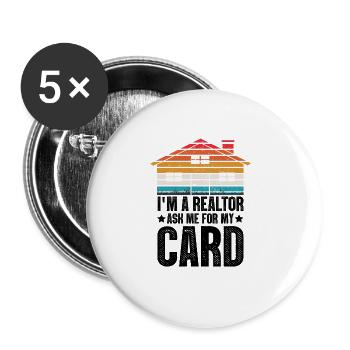 Real Estate Agent Broker Profession Real Estate - Buttons large 2.2''/56 mm (5-pack) - white - Front