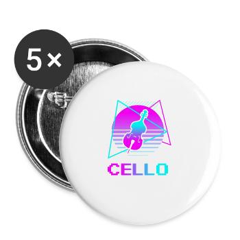 Instrument de violoncelle classique rétro vintage - Lot de 5 grands badges (56 mm) - blanc - Devant