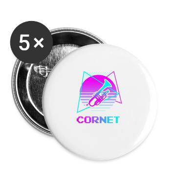 Retro Vintage Classic Cornet Player Instrument - Buttons large 2.2''/56 mm (5-pack) - white - Front