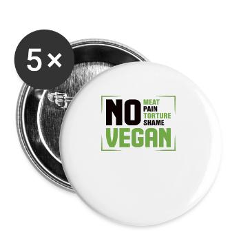Tierschützer Veganer Vegetarier Tierliebhaber Tier - Buttons groß 56 mm (5er Pack) - Weiß - Vorne