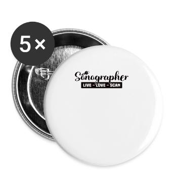 Kardio Sonograph Ultraschalltechniker Sonograph - Buttons groß 56 mm (5er Pack) - Weiß - Vorne