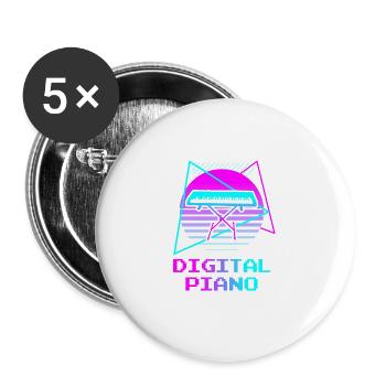 Instrument de piano numérique classique rétro vintage - Lot de 5 grands badges (56 mm) - blanc - Devant