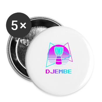 Retro Vintage Classic Djembe Player Instrument - Buttons large 2.2''/56 mm (5-pack) - white - Front