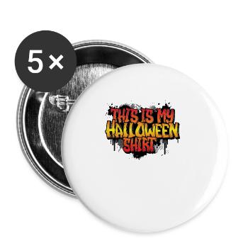 Halloween Party Outfit Kostüm Damen Herren - Buttons groß 56 mm (5er Pack) - Weiß - Vorne