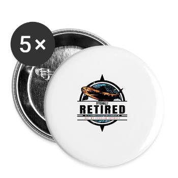 Renter O'Fishally Retired Rente Angeln Angler - Buttons groß 56 mm (5er Pack) - Weiß - Vorne