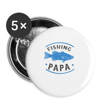 Angeln Fishing Papa Angler - Buttons groß 56 mm (5er Pack) - Weiß - Vorne