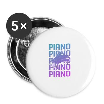 Pianiste d’instrument de piano classique rétro vintage - Lot de 5 grands badges (56 mm) - blanc - Devant