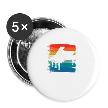 Pianiste d’instrument de piano classique rétro vintage - Lot de 5 grands badges (56 mm) - blanc - Devant