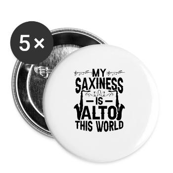 Saxophone player Saxophonist Saxophone - Buttons large 2.2''/56 mm (5-pack) - white - Front