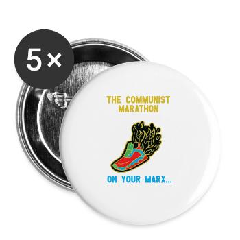 Lustiges Marathon Läufer Laufen Cross Country - Buttons groß 56 mm (5er Pack) - Weiß - Vorne