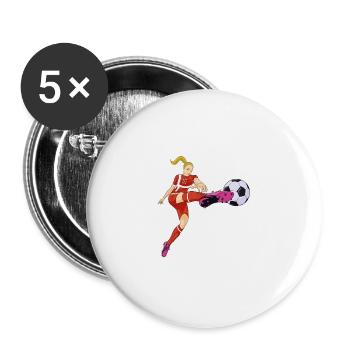 Danish National Soccer Team I Football Denmark - Buttons groß 56 mm (5er Pack) - Weiß - Vorne