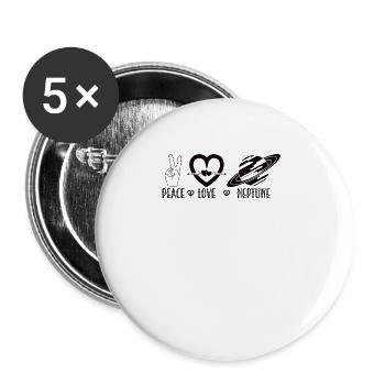 Frieden Liebe Neptun Planet Raumfahrt Galaxie - Buttons groß 56 mm (5er Pack) - Weiß - Vorne