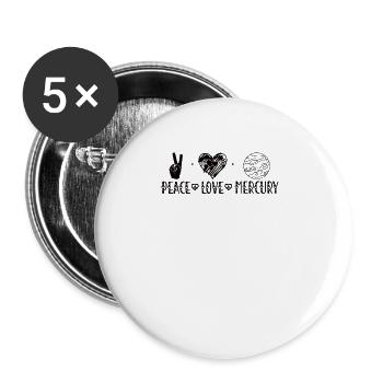 Frieden Liebe Merkur Planet Astronomie Kosmos - Buttons groß 56 mm (5er Pack) - Weiß - Vorne