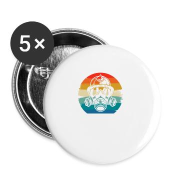 Retro Vintage Classic Firefighter Firefighting - Buttons large 2.2''/56 mm (5-pack) - white - Front