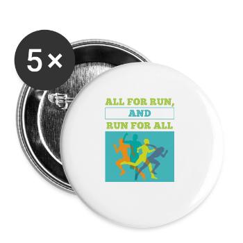 Lustiges Marathon Läufer Laufen Cross Country - Buttons groß 56 mm (5er Pack) - Weiß - Vorne