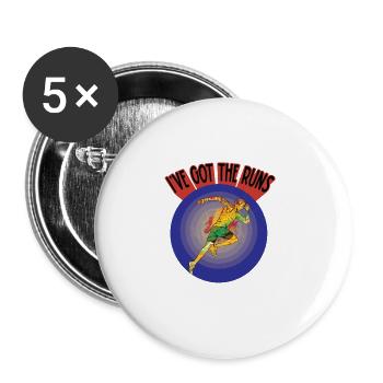 Lustiges Marathon Läufer Laufen Cross Country - Buttons groß 56 mm (5er Pack) - Weiß - Vorne